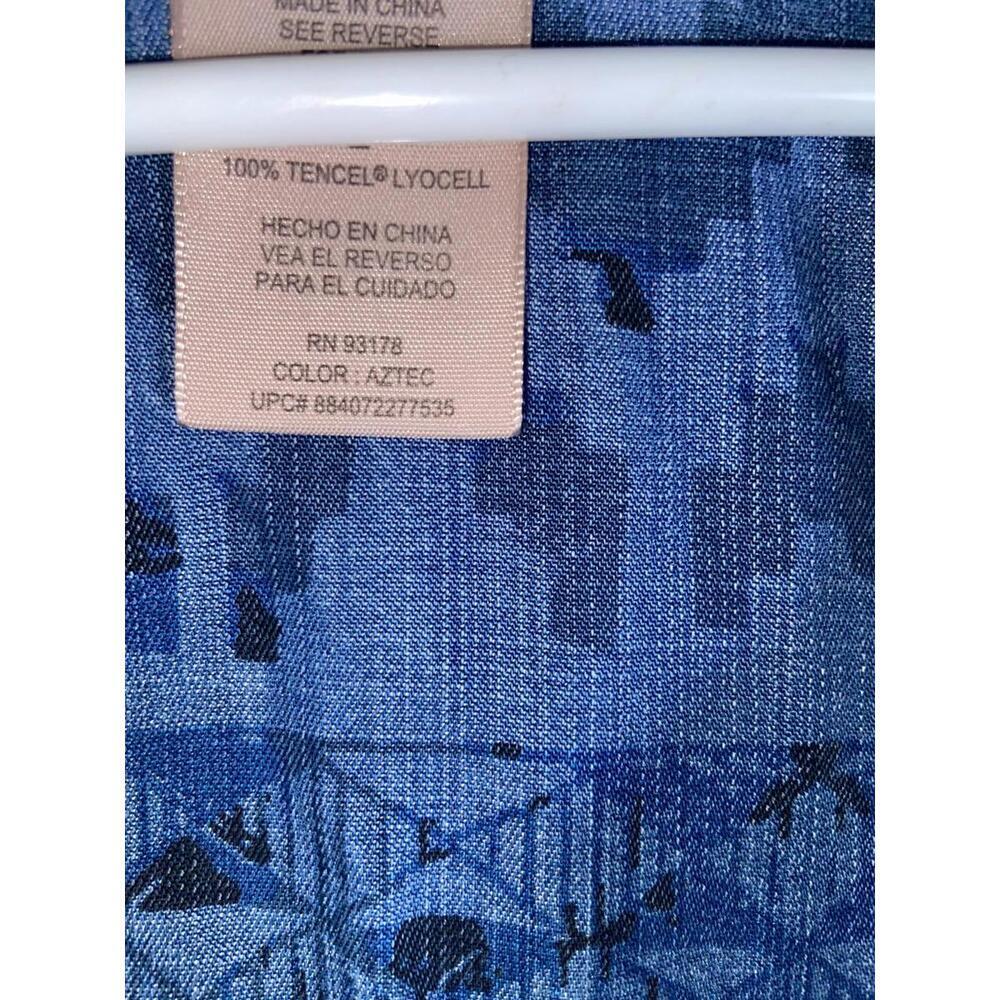 Philosophy Womens Dress Tunic Sz Large Aztec Chambray Western Boho Streetwear - Picture 4 of 12
